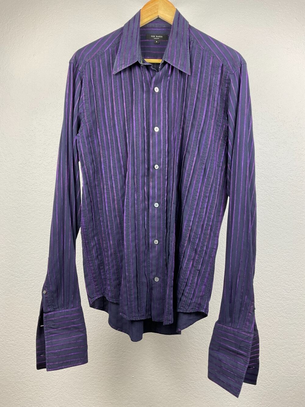 Ted Baker London Men’s Size 3 Medium Purple Stripe Slim Fit Button Up Shirt